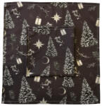  Ünnepi textil szalvéta-35x35cm/ szürke alapon ezüstfenyő mintával