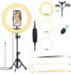 R2 Invest Led Gyűrűs Lámpa 26cm 2xTávirányító Állvány Tartó 3 szín 10 fokozat (LT-T13)
