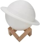 Flippy Lampa de veghe in forma de Saturn 3D Saturn Light, alimentare baterii, stand plastic inclus, 15 cm, Flippy, Alb Cald (teo-123058)