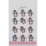 Flippy Set 12 Brose Martisor cu Pinguin Copii, Jolie, Brose din Metal, Aspect Lacuit, 2, 5 x 3 cm per Unitate, Alb (teo-128208)