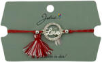 Flippy Martisor Bratara Ciucure, Jolie, Snur Rosu Reglabil, cu Pandantiv, Model Cerc Love (teo-134911)