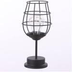 Flippy Lampa Decorativa cu Leduri, Flippy, Model Pahar de Vin, cu Baterii, 13 x 13 x 28 cm, Suport Negru, Lumina Alb Cald (teo-130142)