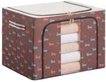 Flippy Cutie de Depozitare Pliabila, Flippy, cu Fermoar, 100 L, Textil, 60x42x40 cm, O Fereastra, Cadru Metalic, Suport Baza Stabil din Plastic, Imprimeu Catelusi, Maro (teo-125642)