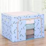 Flippy Cutie de Depozitare Pliabila, Flippy, Cu Fermoar, 66 L, Textil, 50x40x33 cm, cu 2 Ferestre, Cadru Metalic, Suport Baza Stabil din Plastic, Imprimeu Cirese, Albastru (teo-125933)