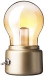 Flippy Lampa LED Decorativa sub forma de Bulb, Retro pentru interior, Bej Transparent, 5 V, 500 mA, ABS, Lumina Calda, Incarcare USB, Autonimie 12 Ore, Comutator Metalic, Flippy, 11x7x6 cm (teo-131559)
