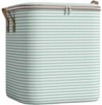 Flippy Cutie de Depozitare cu Fermoar, Flippy, Pliabila, Maner Ranforsat, Fermoar Rezistent, pentru Haine, Paturi, Plapume, Perne, Lenjerii de Pat, Jucarii, 50x50x70 cm, 180 Litri, in Dungi, Verde (teo-13339