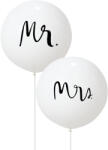 Flippy Set 2 Baloane din Latex, Flippy, Tip Jumbo, Model Mr si Mrs, Tema Nunta, 45 cm, Alb (teo-130985)