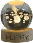Flippy Lampa LED Decorativa, Flippy, cu Bila de Cristal cu Diametru 6cm, Model Astronaut in Galaxie 3D, Alimentare USB, Suport din Lemn, Lumina Alb Cald (teo-127720)