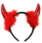 Flippy Coronita Deghizare, Flippy, Model Cornite Devil, Rosu Satinat cu Puf Rosu, Marime Universala (teo-131900)