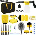 Flippy Set 26 Accesorii pentru Curatare Auto, Flippy, din PP si Microfibra, Interior Exterior, 30.5 x 27.5 x 16 cm, Galben Negru (teo-133240)