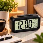 TFA Elektronikus ébresztőóra digitális LCD hőmérő dátum riasztás snooze fekete (TFA)