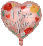 Flippy Balon din Folie Metalizata, Flippy, Figurina Inimioara, Model I LOVE YOU, Tematica Iubire, 45 cm, Ambalaj Individual, Pai Inclus, Umflare cu Aer sau Heliu, Rosu Multicolor (teo-127518)
