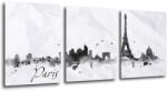 Impresi Tablou Paris panorama - 90 x 40 cm (3-piese)