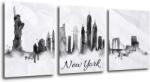 Impresi Tablou New York panorama - 90 x 40 cm (3-piese)