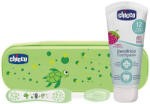 Chicco Set periuță de dinți și pastă cu fluor în etui Always Smiling verde 12m+