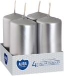 AURA Lumânări de Advent metalice argintii lucioase 80 × 40 mm - 4 buc