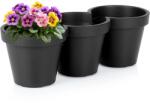 Vilde Ghiveci triplu din plastic negru 39, 5 cm