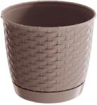 Prosperplast Ghiveci Ratolla Round 16, 5 cm mocca cu farfurioară