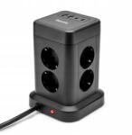  Prelungitor Huslog 8 prize, 4 USB, 1.7m, negru (HUS1004)