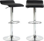 HOMCOM Set de 2 taburete de bar rotative Taburete înalte de bucătărie înălțime reglabilă 62-83 cm Spătar și suport pentru picioare Negru | Aosom Romania (83A-606V01BK)