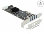 Delock PCI Express x4 Kártya - 4 x külső SuperSpeed USB (USB 3.2 Gen 1) USB A-típusú hüvely Quad Cha (89008) - bluechip