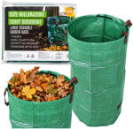 Malatec Kerti hulladékgyűjtő zsák és erős kerti zsáktáska leveleknek és fűnek, zöld, 1 db, 160L, 55x68 cm