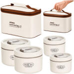 Malatec 4 részes rozsdamentes acél hőszigetelt ételhordó készlet termotáskával, szivárgásmentes lunch box szett