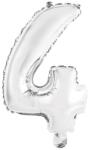 Amscan fólia lufi, születésnap - 4-es szám, ezüst, 35 cm