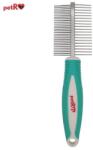 petRO Pieptene Metalic Dublu Profesional 2-in-1 petRO pentru Descurcat si Finisat Blana, 19.5 x 5.1 cm