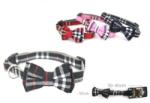 Yommy Zgarda caini cu Papion Detasabil - Eleganta Tartan si Piele Ecologica