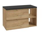 kielle Nefia - Dulap cu blat inclus pentru lavoar 90x54x45 cm, versiune stânga, stejar auriu/negru mat 50027S94L1 (50027S94L1)