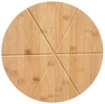 KINGHOFF KH-1565 Pizza vágódeszka/tálca, bambusz, 6 szeletes vágóhornyokkal, natúr, O 35 cm (UNRHPAQGROHO)