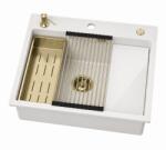 Ruvetti Absol 60 chiuvetă din granit cu inserție de scurgere 56x50 cm alb 3001AB_WH60_W-PVDCH (3001ABWH60WPVDCH) Chiuveta