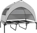 PawHut Pat pentru Câini cu Copertină Detașabilă pe 3 Laturi, din Poliester și Oțel, 106x76x94 cm, Gri Deschis și Negru | Aosom Romania (D04-304V02LG)