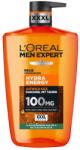 L'Oréal Gel de dus 5 in 1 L'Oréal Paris Men Expert Hydra Energetic XXXL 1L, Gel de dus zilnic, pentru curatarea corpului, fetei, parului si barbii, Sticla reciclabila din plastic 100% reciclat