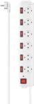 Hama Priza multipla Hama 6-faceri cu comutator, 1, 4m, alb, protectie supratensiune (42866413)