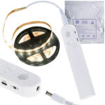  IKONKA Bandă LED alimentată cu baterii, cu USB și senzor de mișcare, 2 m, alb cald (IK-KX4942)
