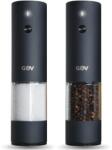 GOV elektromos bors- és sóőrlő szett - 75 ml - USB-C töltős - 6 fokozatú őrlési beállítás - LED fénnyel - fekete rozsdamentes acél kivitel