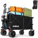 SLIDBEAT XXL összecsukható kézikocsi 220-330 L 200 kg teherbírással, fékkel, 360°-os kerekekkel, italtartóval, kempinghez, kertbe, strandra