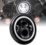 TRUE MODS 7 colos Halo LED fényszóró Harley Davidson motorkerékpárhoz - Daymaker stílusú, fekete, 1 db (csak fényszóró)