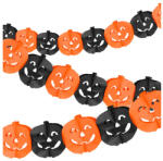 Glimz Halloween tök girland és papír dekorációs transzparens, narancssárga-fekete, 1 db, 3 m