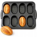  Nagy Szilikon Sütőforma 8 Zsemle Perforált Non Stick Fekete (Kontai)