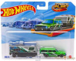 Mattel : Track Fleet : Volvo 240 Drift Wagon & Camper lakókocsi szállító jármű (JKP36)