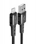 ACEFAST Mfi tanúsítvánnyal rendelkező iPhone töltőkábel, Usb Lightning, 2.4A, 1.2m, fekete (1633512730)