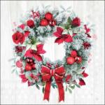 Ambiente Karácsonyi koszorús szalvéta - 25x25 cm - Blooming Wreath (VR-32521030)