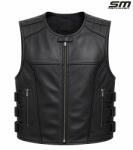 SM Racewear Vesta moto din piele naturala perforata SM Racewear Venti - Barbati - Urban - Reglaje Velcro si fermoare metalice - Negru (VPV072-M)