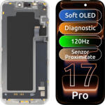 MP Display cu Touchscreen si Senzor Proximitate Lumina MP compatibil cu Apple iPhone 17 Pro, cu Rama, Versiune Soft OLED FHD 120Hz Diagnostic, Negru - koubsolutions