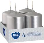 AURA Lumânări advent argintii metalizate 60 × 40 mm - 4 buc