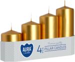 AURA Lumânări de Advent în trepte, aurii metalizate, lucioase - 4 buc