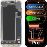 MP Display cu Touchscreen MP compatibil cu Apple iPhone 17 Pro, cu Rama, Versiune Soft OLED FHD 120Hz Diagnostic, Negru - koubsolutions